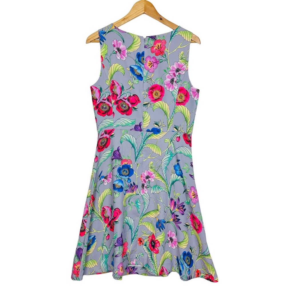 Ann Taylor Jungle Floral Print Fit & Flare Sleeveless Crepe Spring Mini Dress 6 - Picture 6 of 13